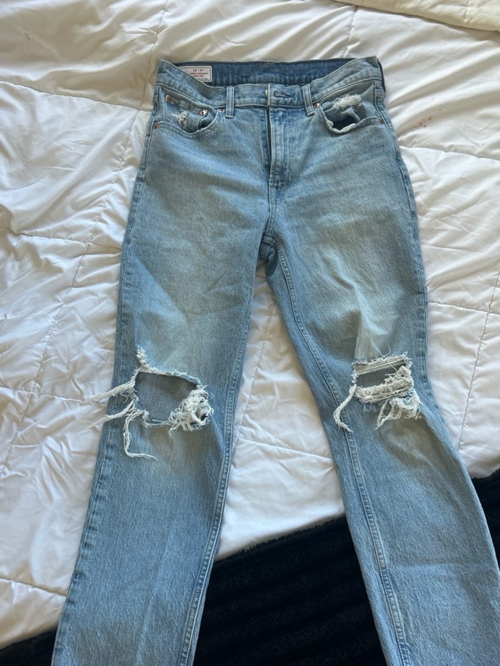 GAP Light Blue Distressed Straight-Leg Jeans